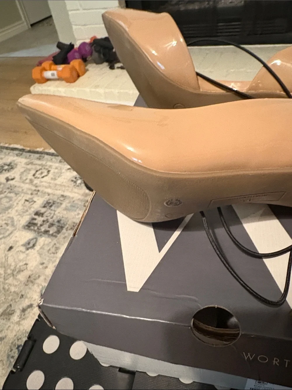 Worthington Nude Patent Pointed-Toe Pumps
